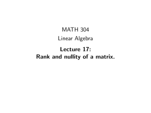 MATH 304 Linear Algebra Lecture 17: Rank and nullity of a matrix.