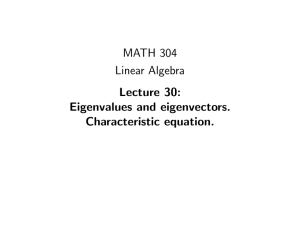 MATH 304 Linear Algebra Lecture 30: Eigenvalues and eigenvectors.