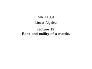 MATH 304 Linear Algebra Lecture 12: Rank and nullity of a matrix.
