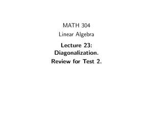 MATH 304 Linear Algebra Lecture 23: Diagonalization.