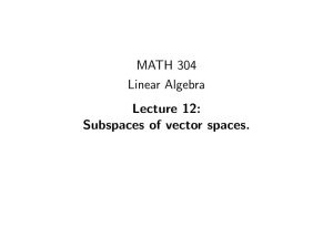 MATH 304 Linear Algebra Lecture 12: Subspaces of vector spaces.