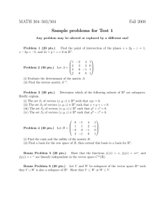 MATH 304–503/504 Fall 2008 Sample problems for Test 1