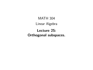 MATH 304 Linear Algebra Lecture 25: Orthogonal subspaces.