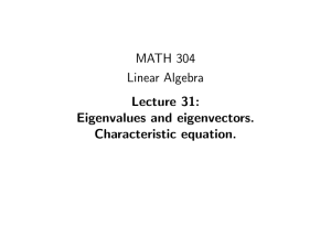 MATH 304 Linear Algebra Lecture 31: Eigenvalues and eigenvectors.