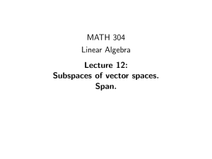 MATH 304 Linear Algebra Lecture 12: Subspaces of vector spaces.