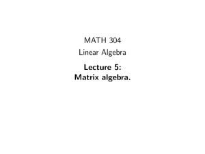 MATH 304 Linear Algebra Lecture 5: Matrix algebra.
