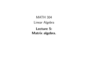 MATH 304 Linear Algebra Lecture 5: Matrix algebra.