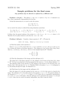 MATH 311–504 Spring 2008 Sample problems for the final exam