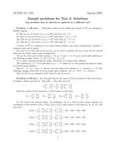 MATH 311–504 Spring 2008 Sample problems for Test 2: Solutions