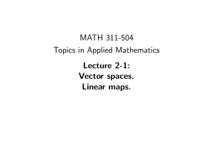 MATH 311-504 Topics in Applied Mathematics Lecture 2-1: Vector spaces.