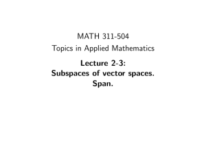 MATH 311-504 Topics in Applied Mathematics Lecture 2-3: Subspaces of vector spaces.
