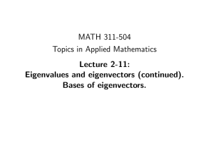 MATH 311-504 Topics in Applied Mathematics Lecture 2-11: Eigenvalues and eigenvectors (continued).