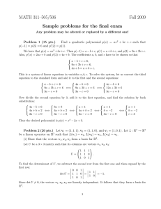 MATH 311–505/506 Fall 2009 Sample problems for the final exam