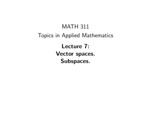 MATH 311 Topics in Applied Mathematics Lecture 7: Vector spaces.