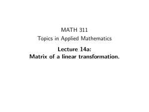 MATH 311 Topics in Applied Mathematics Lecture 14a: Matrix of a linear transformation.