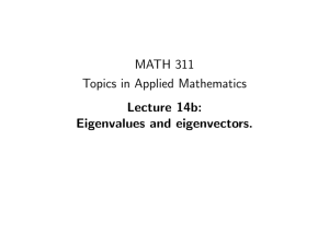 MATH 311 Topics in Applied Mathematics Lecture 14b: Eigenvalues and eigenvectors.