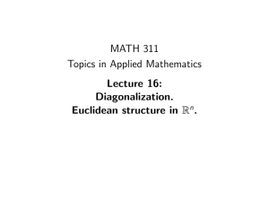 MATH 311 Topics in Applied Mathematics Lecture 16: Diagonalization.