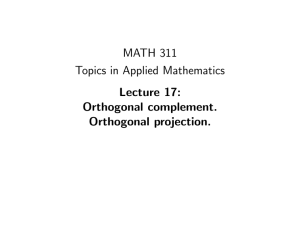 MATH 311 Topics in Applied Mathematics Lecture 17: Orthogonal complement.