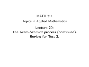 MATH 311 Topics in Applied Mathematics Lecture 20: The Gram-Schmidt process (continued).
