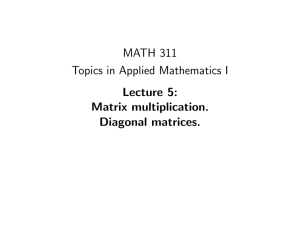 MATH 311 Topics in Applied Mathematics I Lecture 5: Matrix multiplication.