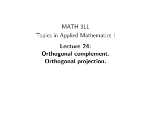 MATH 311 Topics in Applied Mathematics I Lecture 24: Orthogonal complement.