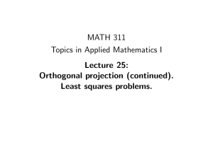 MATH 311 Topics in Applied Mathematics I Lecture 25: Orthogonal projection (continued).