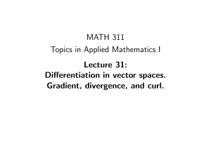 MATH 311 Topics in Applied Mathematics I Lecture 31: Differentiation in vector spaces.