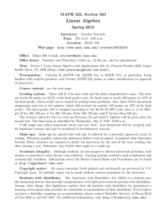 Linear Algebra MATH 323, Section 503 Spring 2013