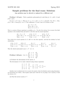 MATH 323–503 Spring 2013 Sample problems for the final exam: Solutions