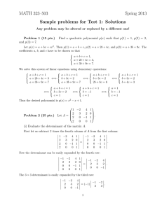 MATH 323–503 Spring 2013 Sample problems for Test 1: Solutions