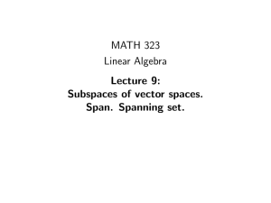 MATH 323 Linear Algebra Lecture 9: Subspaces of vector spaces.