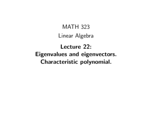 MATH 323 Linear Algebra Lecture 22: Eigenvalues and eigenvectors.