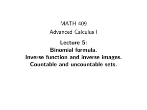 MATH 409 Advanced Calculus I Lecture 5: Binomial formula.