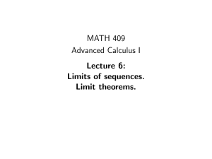 MATH 409 Advanced Calculus I Lecture 6: Limits of sequences.