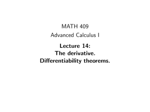 MATH 409 Advanced Calculus I Lecture 14: The derivative.