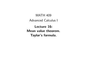 MATH 409 Advanced Calculus I Lecture 16: Mean value theorem.