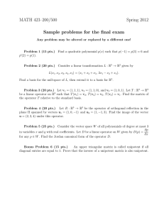 MATH 423–200/500 Spring 2012 Sample problems for the final exam
