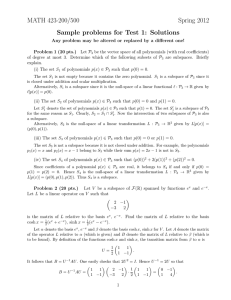 MATH 423-200/500 Spring 2012 Sample problems for Test 1: Solutions