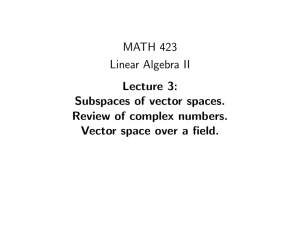 MATH 423 Linear Algebra II Lecture 3: Subspaces of vector spaces.