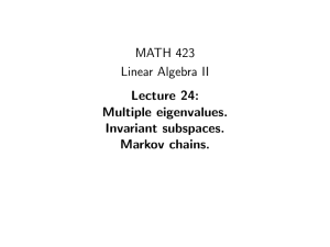 MATH 423 Linear Algebra II Lecture 24: Multiple eigenvalues.