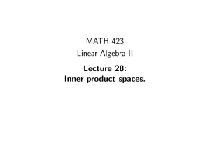 MATH 423 Linear Algebra II Lecture 28: Inner product spaces.