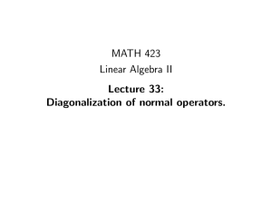 MATH 423 Linear Algebra II Lecture 33: Diagonalization of normal operators.