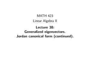 MATH 423 Linear Algebra II Lecture 38: Generalized eigenvectors.