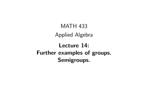 MATH 433 Applied Algebra Lecture 14: Further examples of groups.