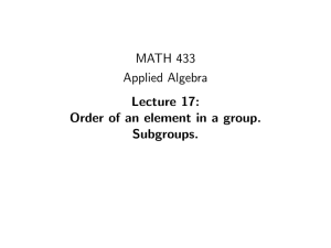 MATH 433 Applied Algebra Lecture 17: Order of an element in a group.