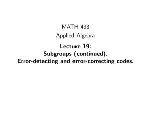 MATH 433 Applied Algebra Lecture 19: Subgroups (continued).
