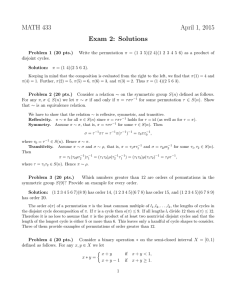 MATH 433 April 1, 2015 Exam 2: Solutions