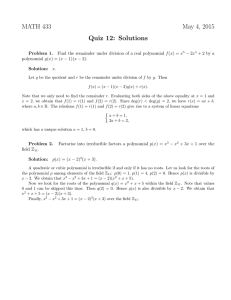 MATH 433 May 4, 2015 Quiz 12: Solutions
