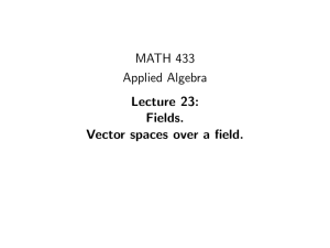 MATH 433 Applied Algebra Lecture 23: Fields.