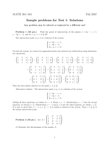 MATH 304–504 Fall 2007 Sample problems for Test 1: Solutions